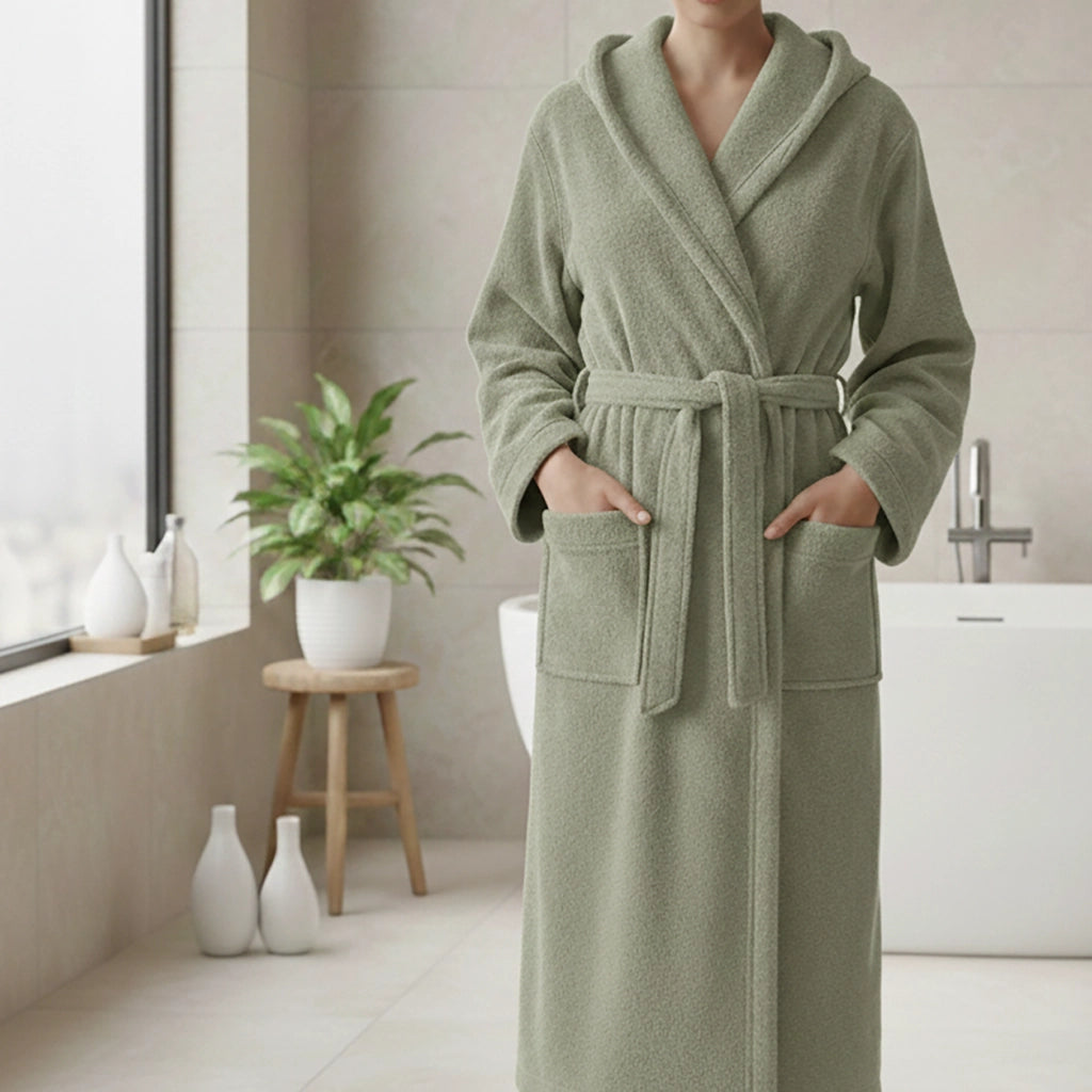 Satofa, Accappatoio 100% Cotone con Cappuccio, Verde Menta