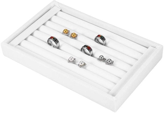 Display per anelli, Display per anelli 4 colori, Organizzatore per gioielli, Cassa, Vetrina (bianca)