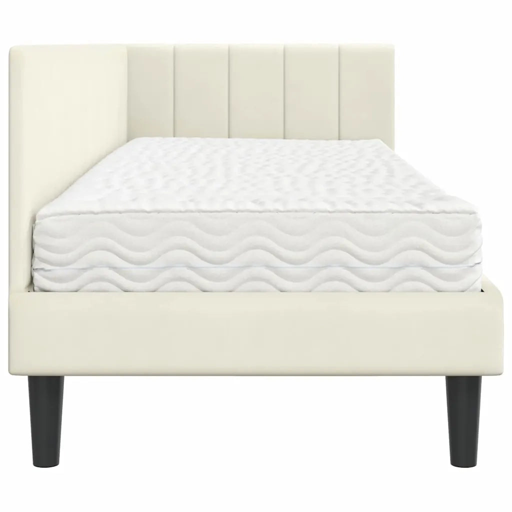 Struttura Letto Angolare con Materasso 2 pcs Crema Velluto 3393885