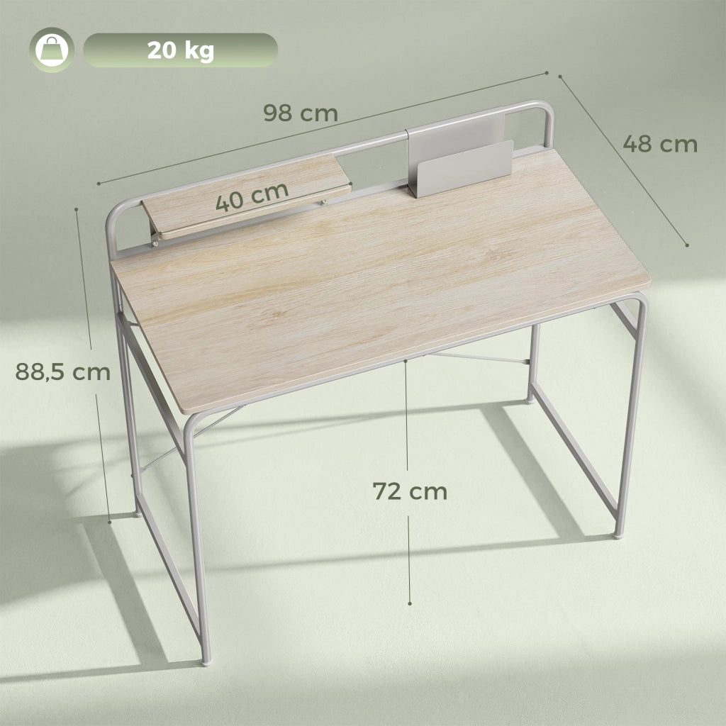 Scrivania Moderna con Scaffale e Struttura Metallo ¨C zephmum ¨C 98x48x88,5 cm Roble