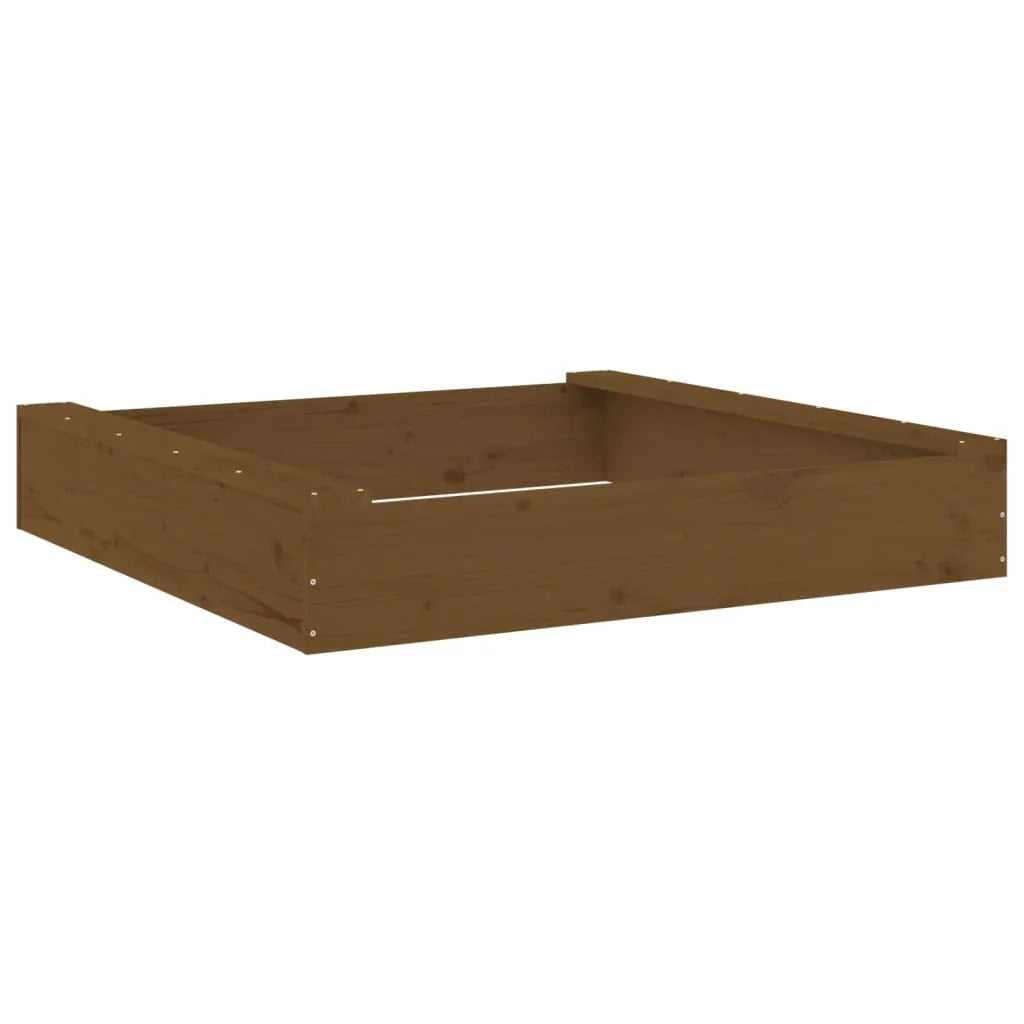 Sabbiera per bambini area giochi da giardino esterna con posti a sedere quadrati legno massello di pino marrone 02_0041523