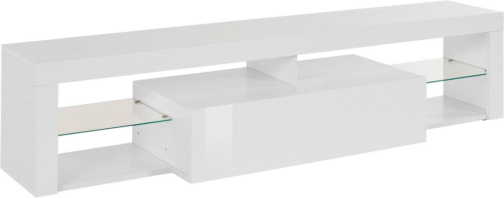 Mobile Tv 1 Anta a Ribalta e Ripiani a Giorno 160x40x35 cm Essential 1R Bianco Lucido