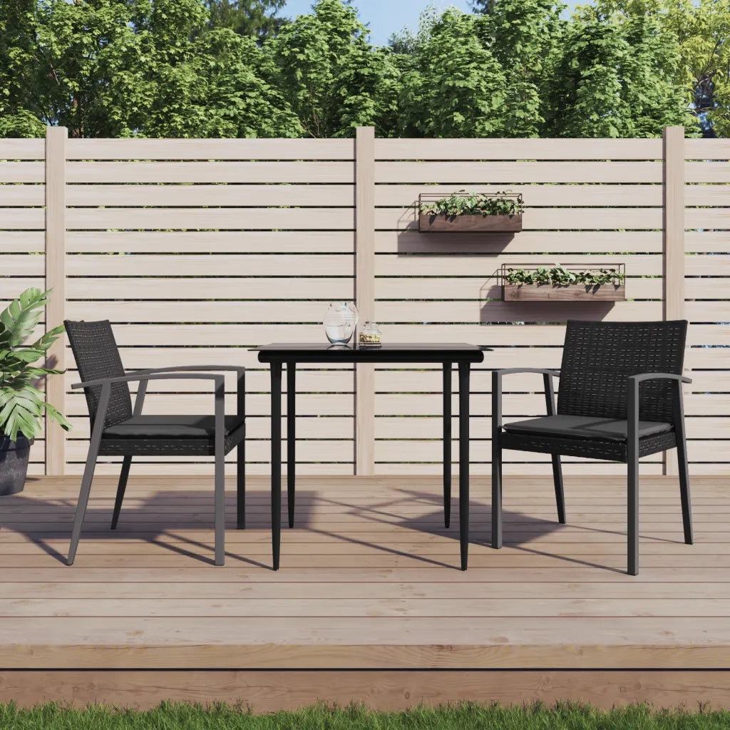 Set Pranzo da Giardino 3pz con Cuscini in Polyrattan e Acciaio 3186971