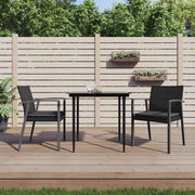 Set Pranzo da Giardino 3pz con Cuscini in Polyrattan e Acciaio 3186971
