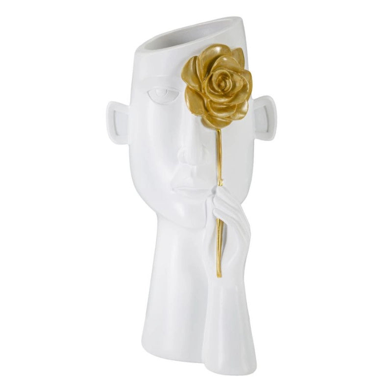 Vaso Face Con Fiore cm 14x13x27