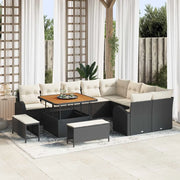 Set Divano da Giardino con cuscino 12 pcs Nero polyrattan 3362425