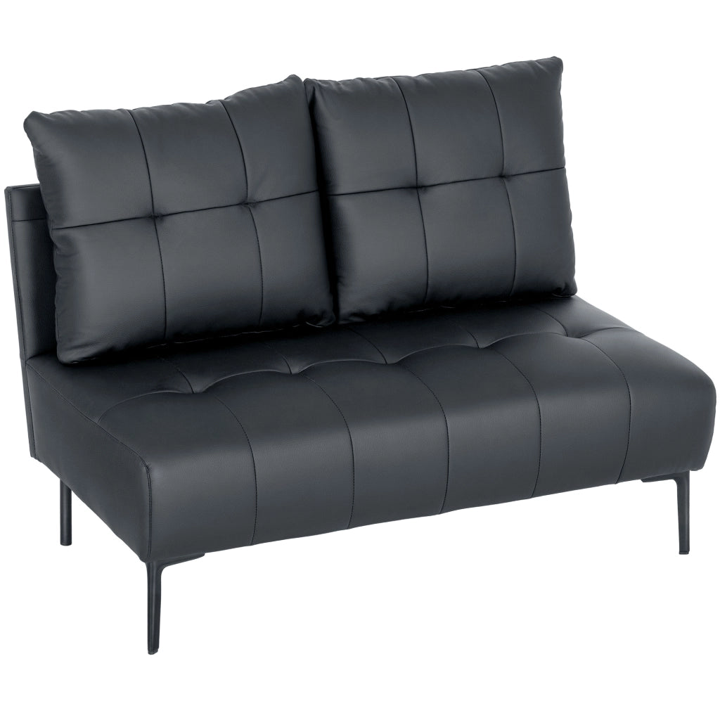 Divano 2 Posti Trapuntato ¨C Minimal ¨C Similpelle Nero 115x73x83