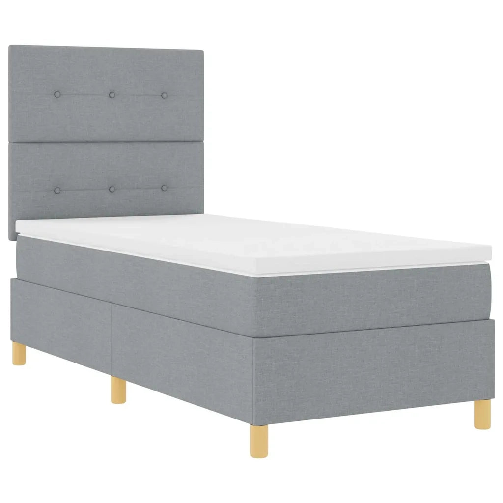 Letto a Sorgente LED Grigio chiaro 90 x 200 cm Tessuto