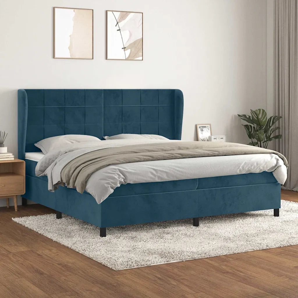 Giroletto a Molle con Materasso Blu Scuro 200x200 cm in Velluto 3129235