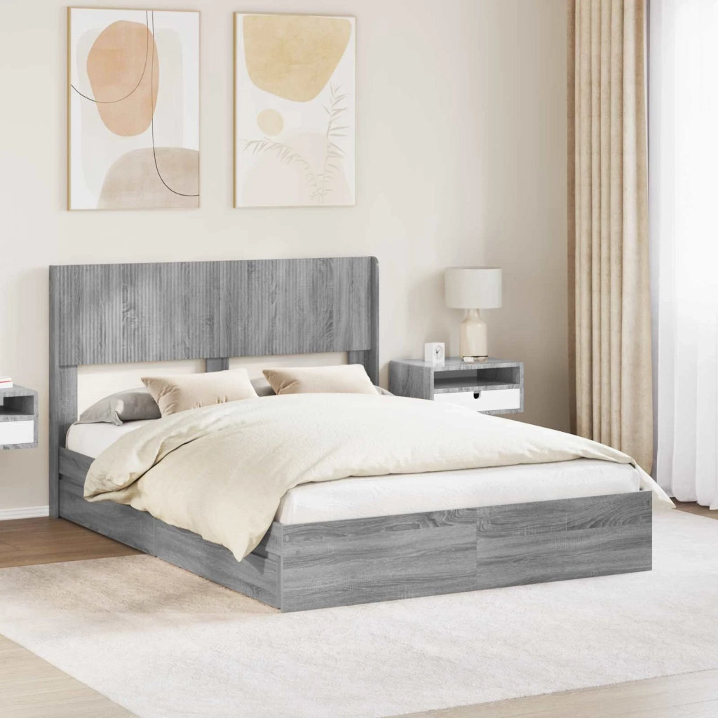 Struttura del letto con stoccaggio e testata Sonoma grigio 3414382