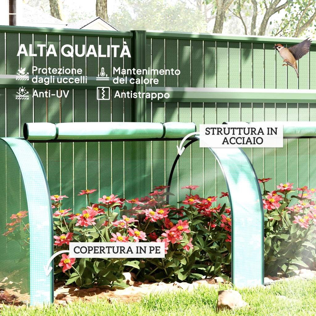 Serra Tunnel da Giardino ¨C Xylo ¨C Acciaio e Plastica PP Verde 3x1x0.8m