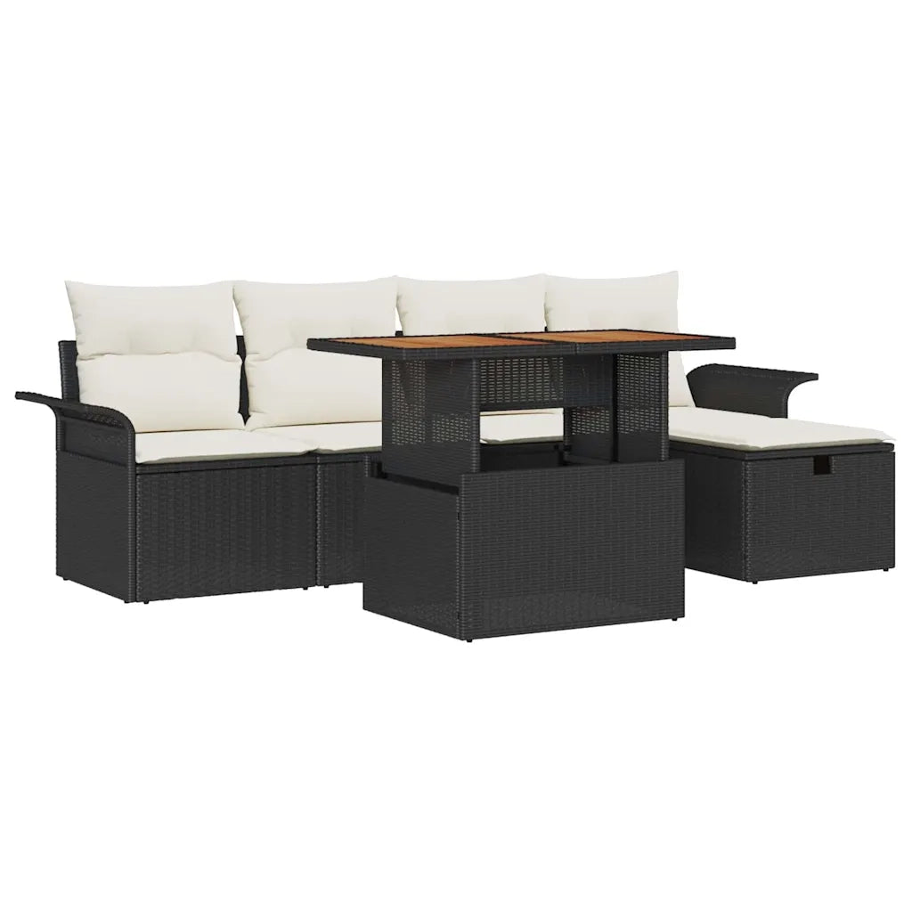 Set Divano da Giardino 6 pcs Nero polyrattan 3361236