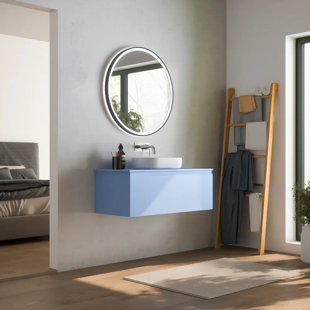 Mobile bagno sospeso 120 cm un cassetto carta da zucchero con top | Ardenne