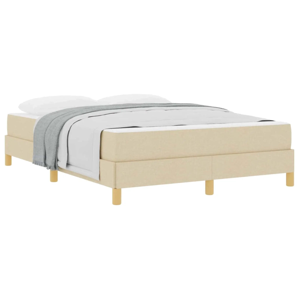 Letto a molle con materasso Crema 140 x 190 cm Tessuto