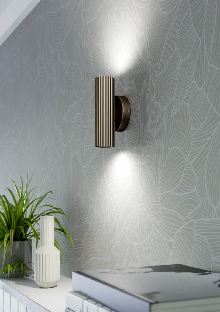 Applique Moderna Portillo Alluminio Bronzo 2 Luci Gu10 Ip20