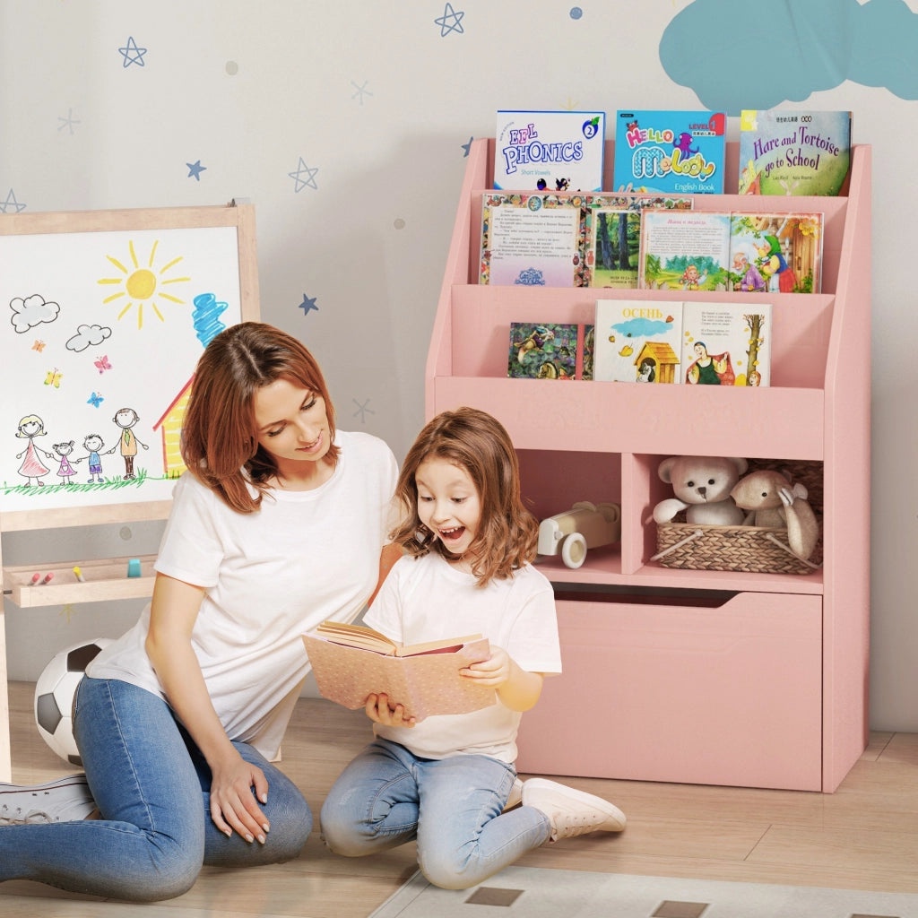 Libreria Bambini con Ripiani e Cassetto ¨C Minimal ¨C Rosa 60x30x90