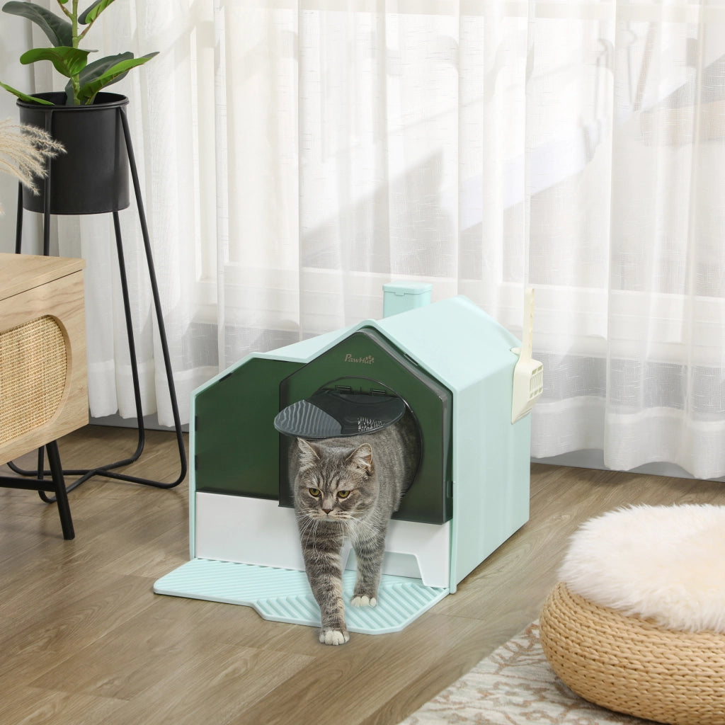 Casetta per Gatti con Vassoio Estraibile ¨C Minimal ¨C 47x45x42 cm Turchese