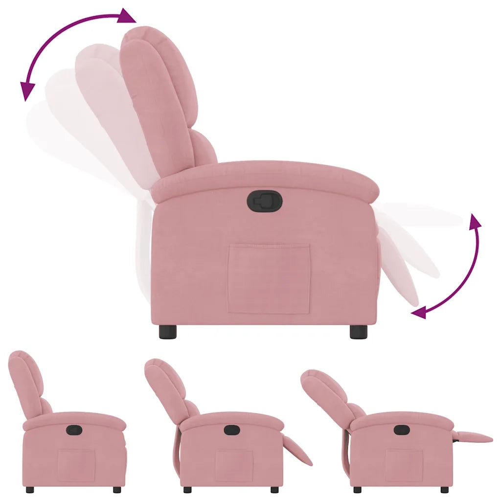Poltrona Reclinabile Rosa in Velluto 371801