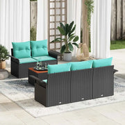 Set Divano da Giardino 6 pcs Nero e Turchese polyrattan 3355939