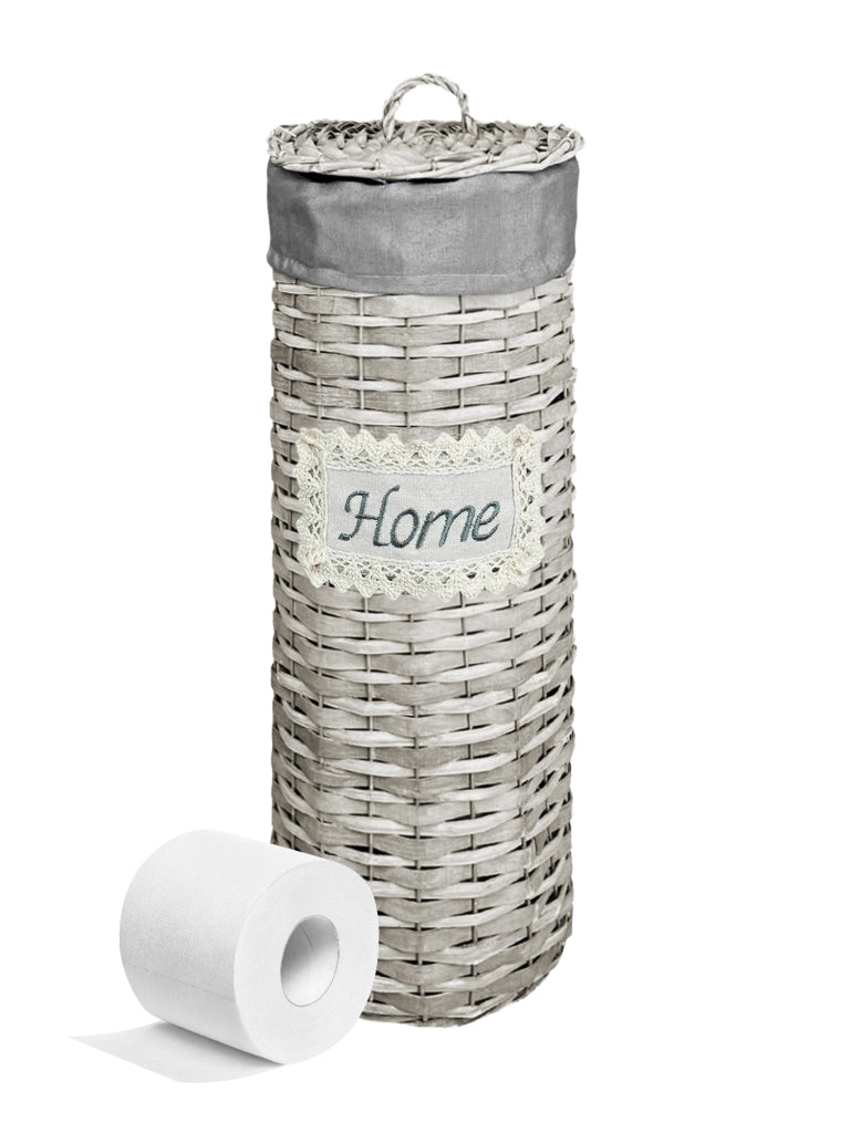 Portarotolo Carta Igienica Da Terra Con Coperchio Portacarta Struttura Robusta In Metallo Con Rivestimento Elegante Design Moderno Accessori Bagno In Vimini Intrecciato Fino a 4 Rotoli   - Home