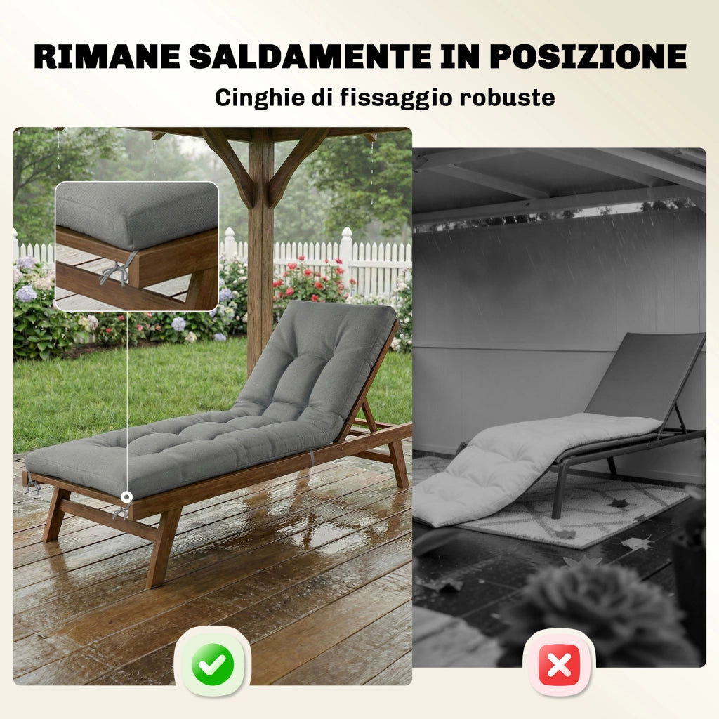 Cuscino Poltrona Patio con Cinghie. Grigio Chiaro