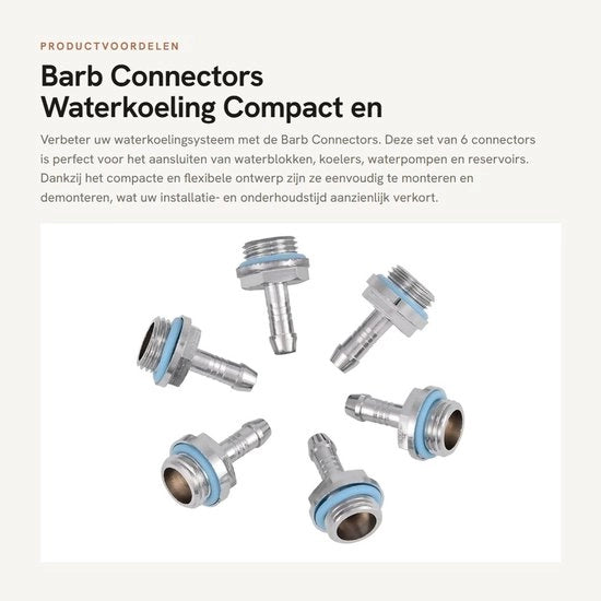 Connettori a G1/4 per raffreddamento acqua, 6 pezzi, con superficie cromata, compatti e flessibili, in rame e acciaio inossidabile.