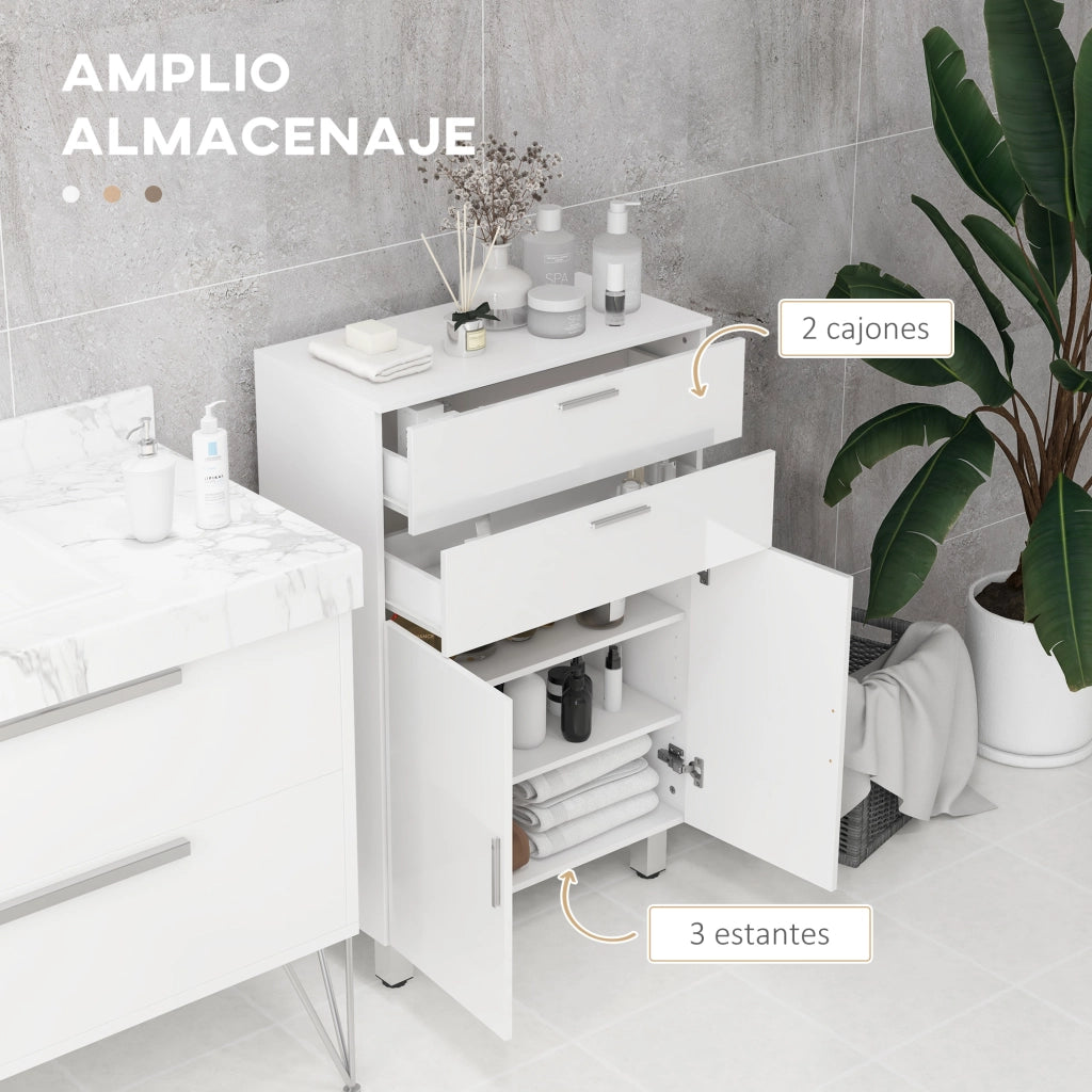 Mobile da bagno con cassetti e ripiani ¨C Minimal ¨C Bianco 60x30x93 cm