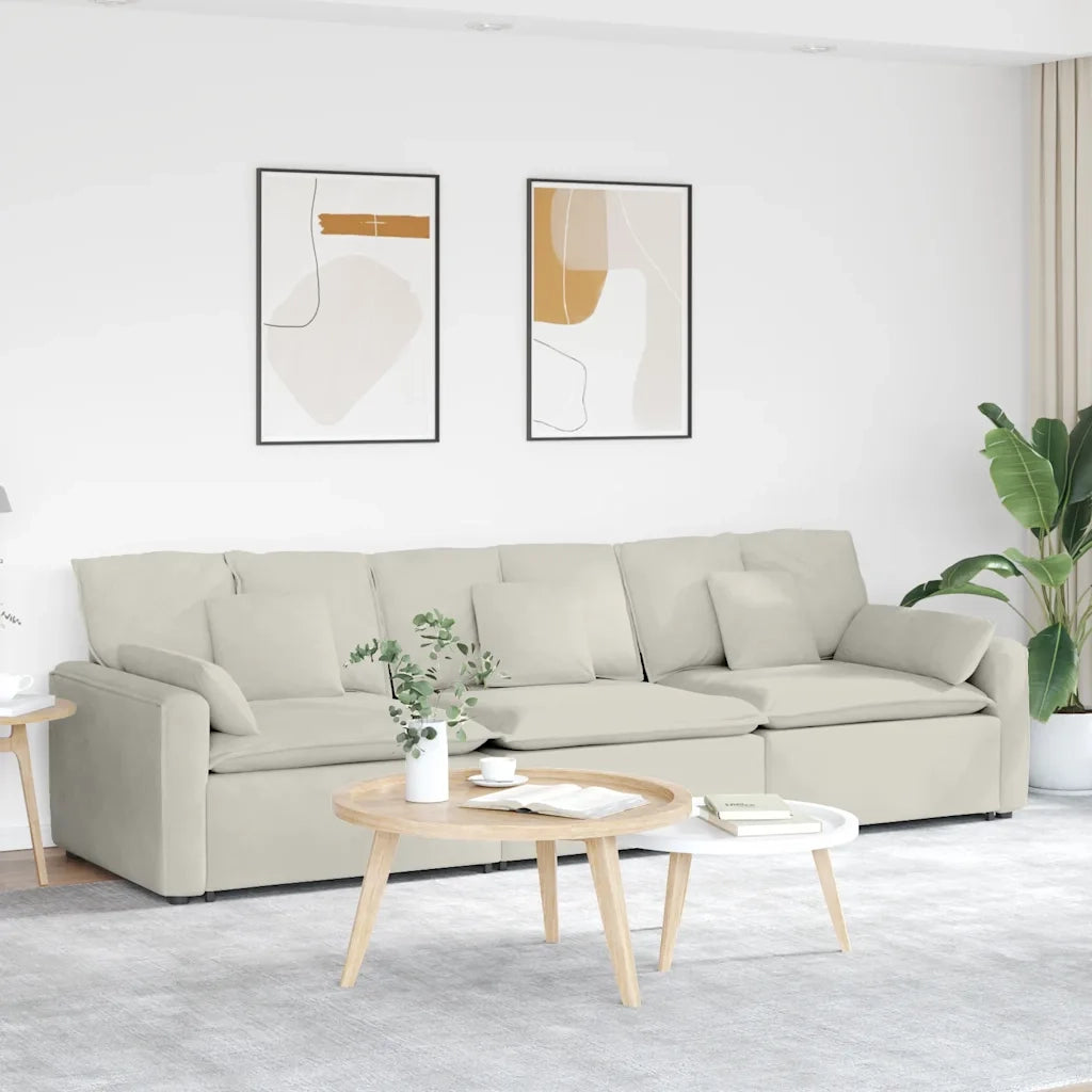 Divano Modulare con Cuscini Crema 3321106