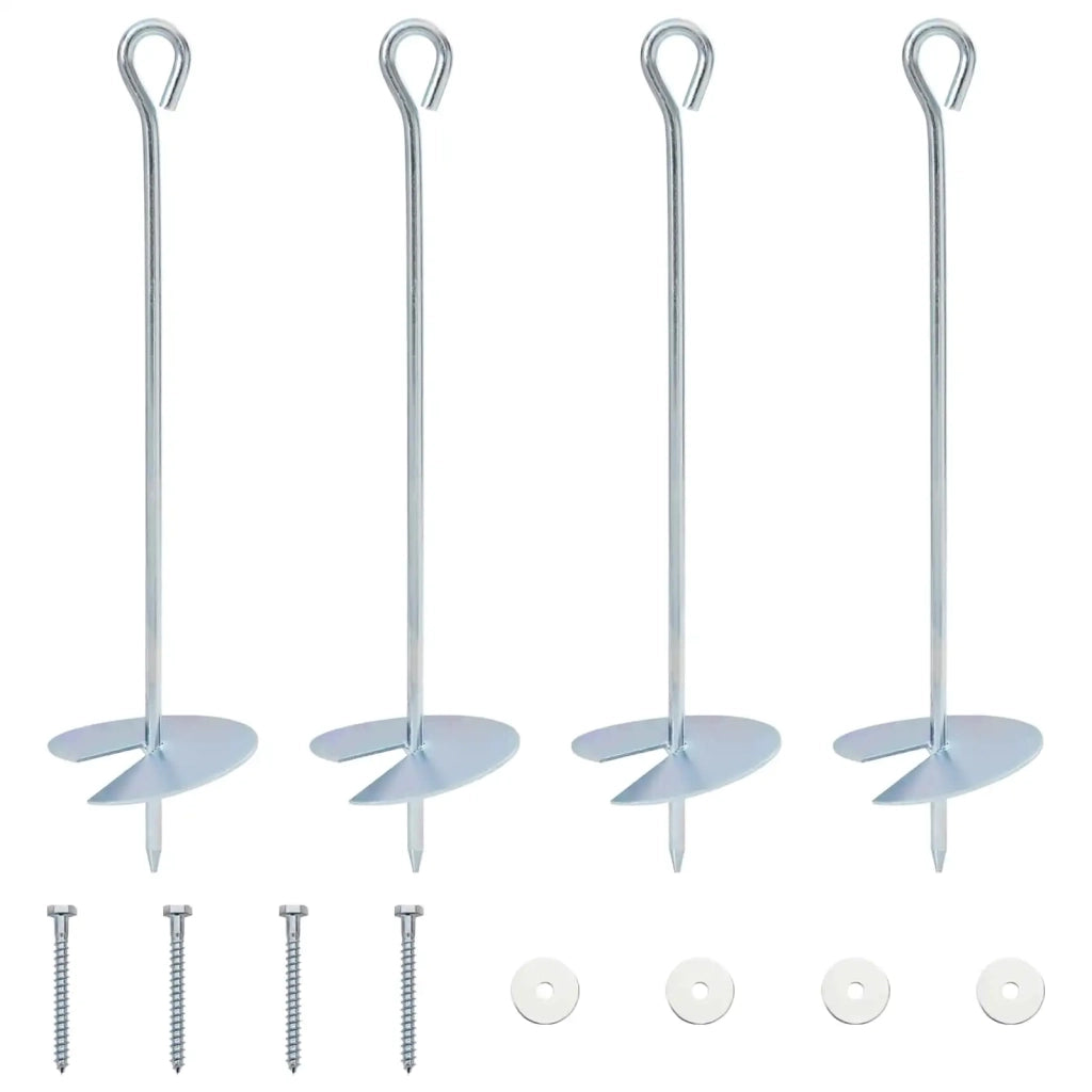 Ancora per Terra 4 pz Argento ?10 x 40 cm Metallo Galvanizzato CFW9641729