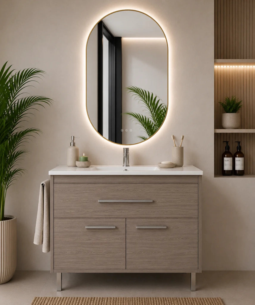 Mobile bagno con lavabo ORIGENBATH BAHIA senza specchio 60x45 cm rovere smoky