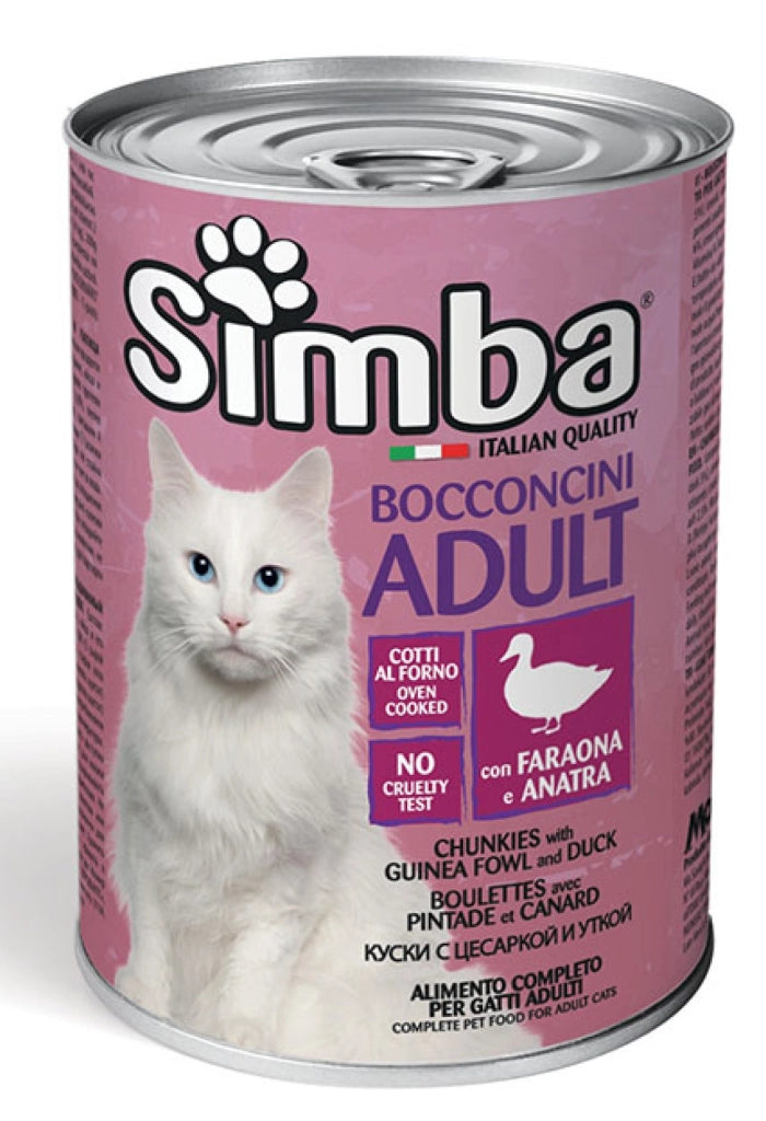 BOCCONCINI PER GATTI 'SIMBA' faraona e anatra - gr 415- 24 pezzi  - MONGE
