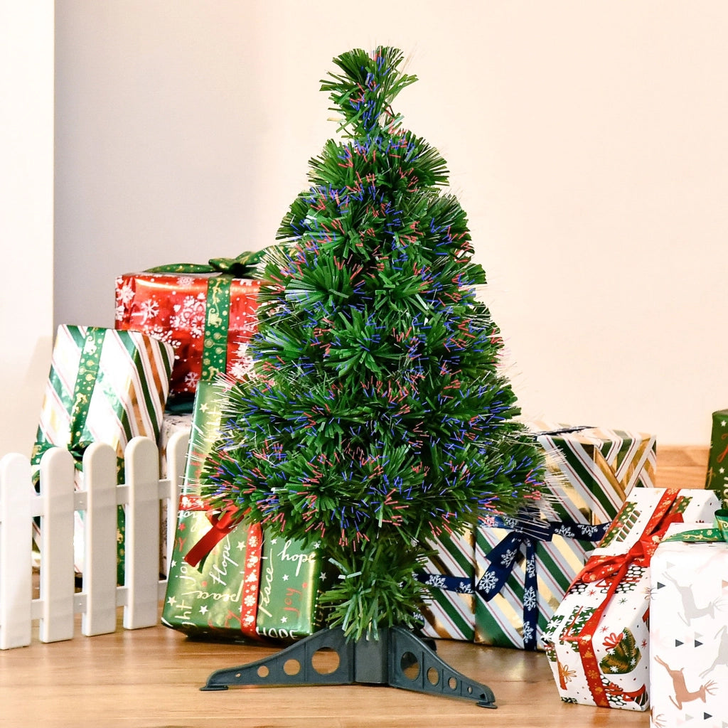 Albero di Natale Artificiale 60 cm 55 Rami con Fibra Ottica Verde