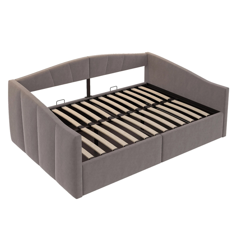 Divano letto doppio 140x200cm - Xylo - grigio, velluto pelle, classico