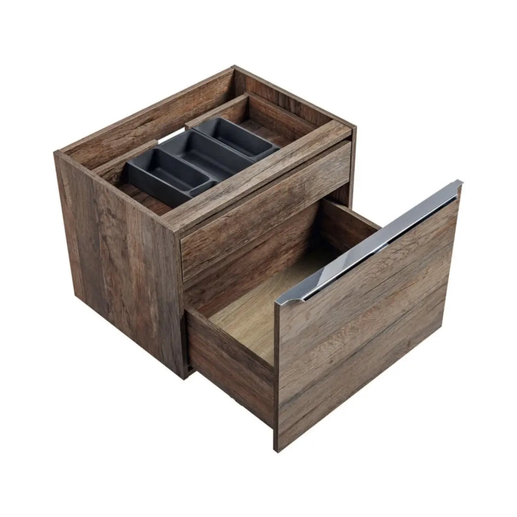 Mobile sottolavabo VANTA rovere scuro 60 cm – Modulo sospeso con cassetti