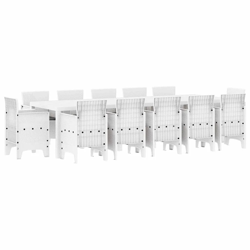 Set da Pranzo per Giardino con cuscino 13 pcs Bianco 3378625