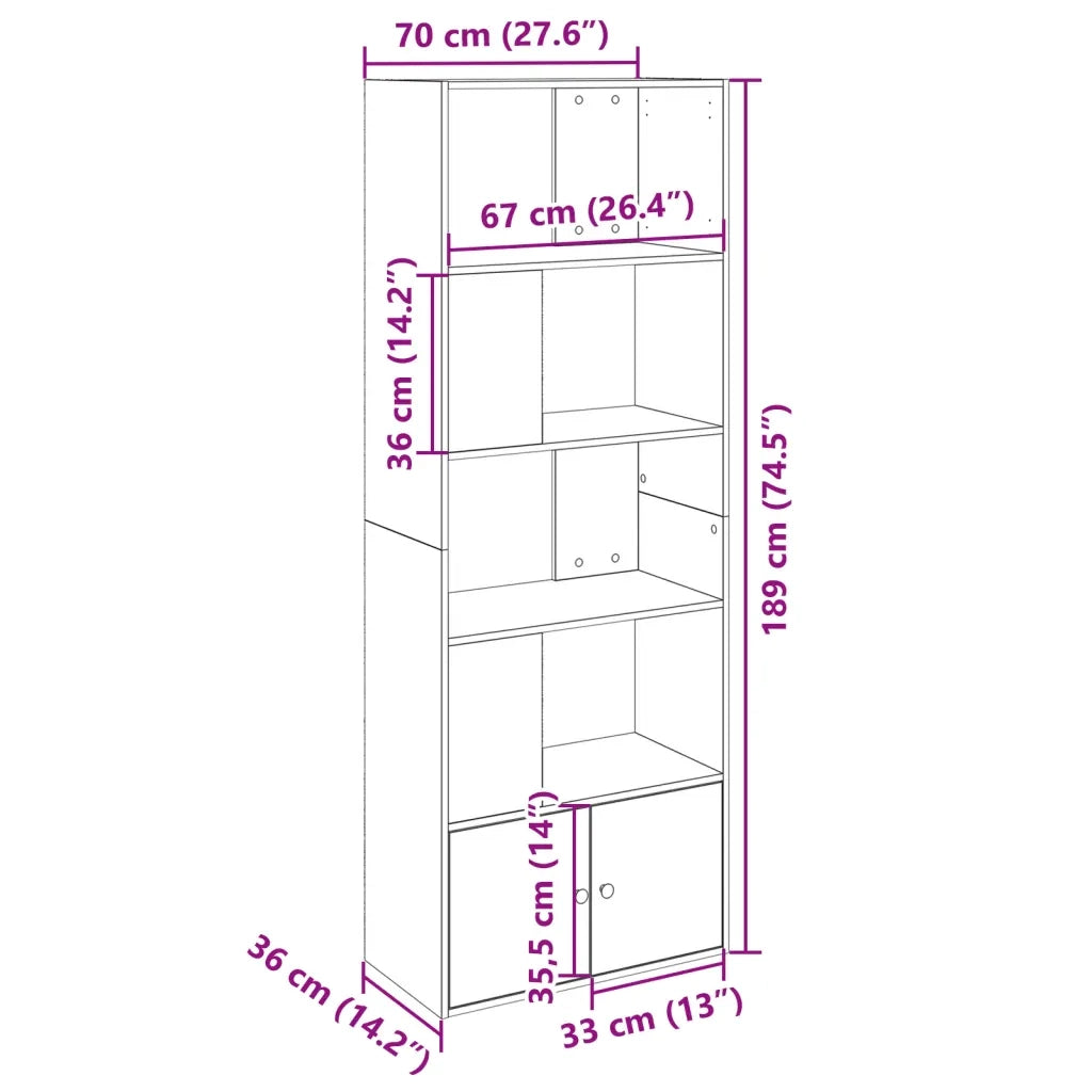 Libreria Nera 70x36x189 cm in Legno Multistrato 3295318