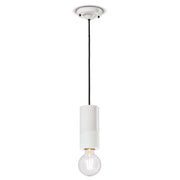 Sospensione Media Vintage Decò Pi Ceramica Bianco Grezzo 1 Luce E27