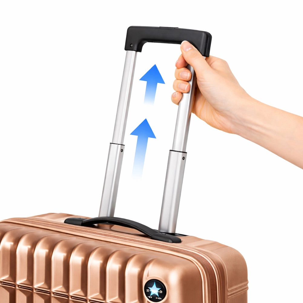 Set 4 Valigie con Scocca Rigida e Resistente Trolley Viaggio Oro Ruote Easy Roll