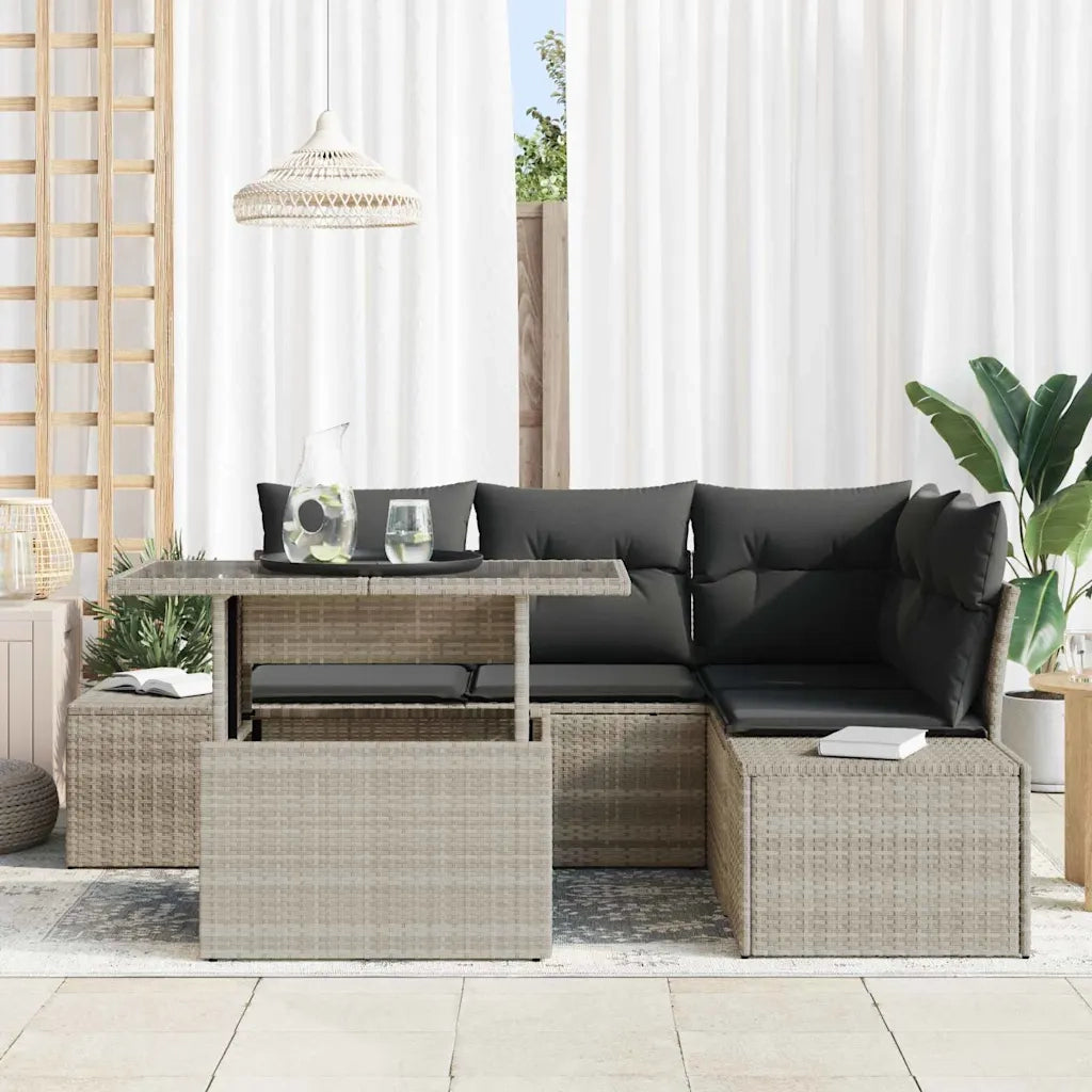 Set Divano da Giardino 5 pcs Grigio chiaro polyrattan 3349178