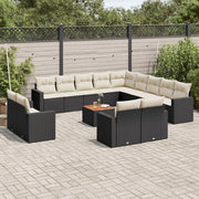 Set Divani da Giardino 14pz con Cuscini in Polyrattan Nero 3256728