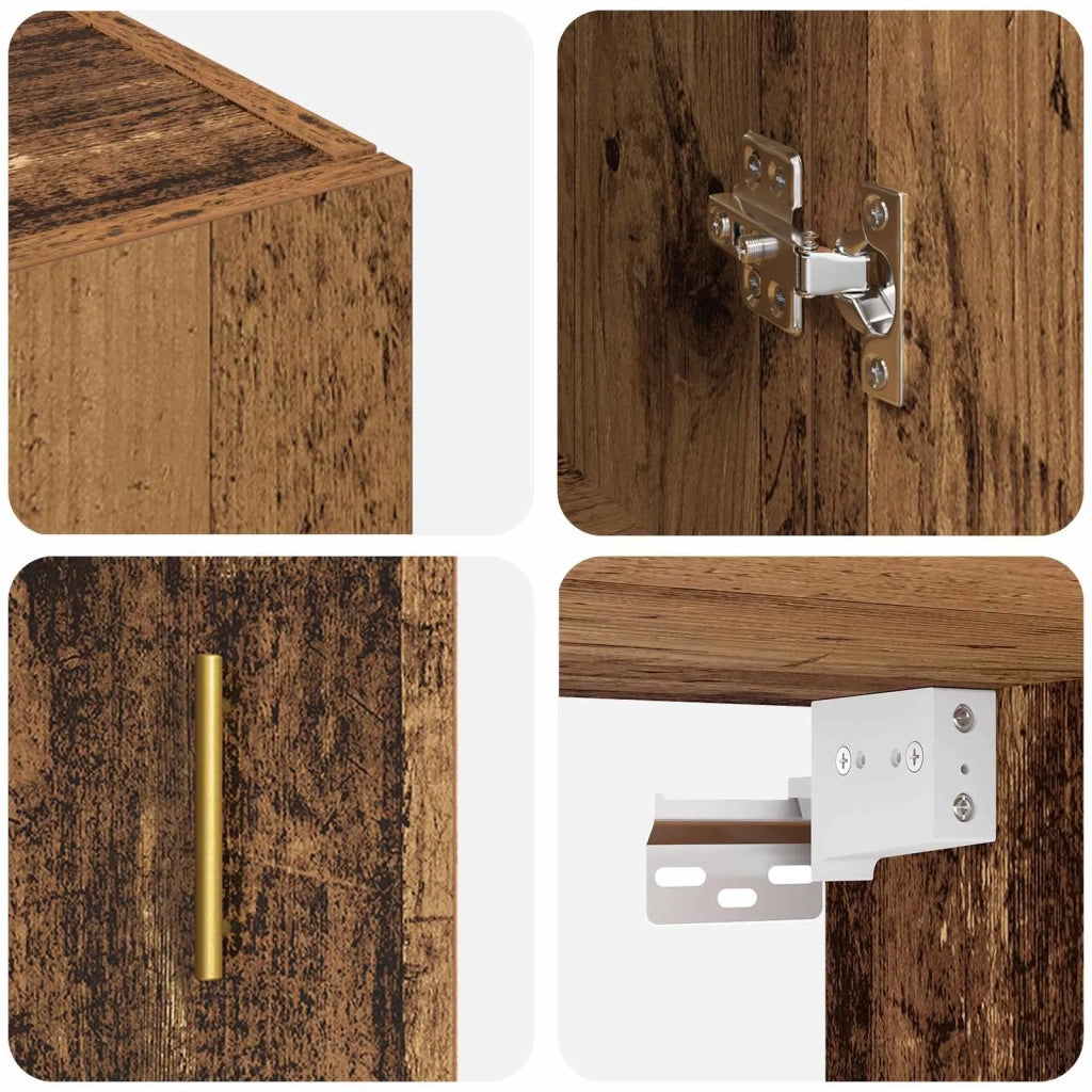 Mobiletto a muro 2 pcs Legno vecchio 69,5 x 34 x 90 cm 3394512