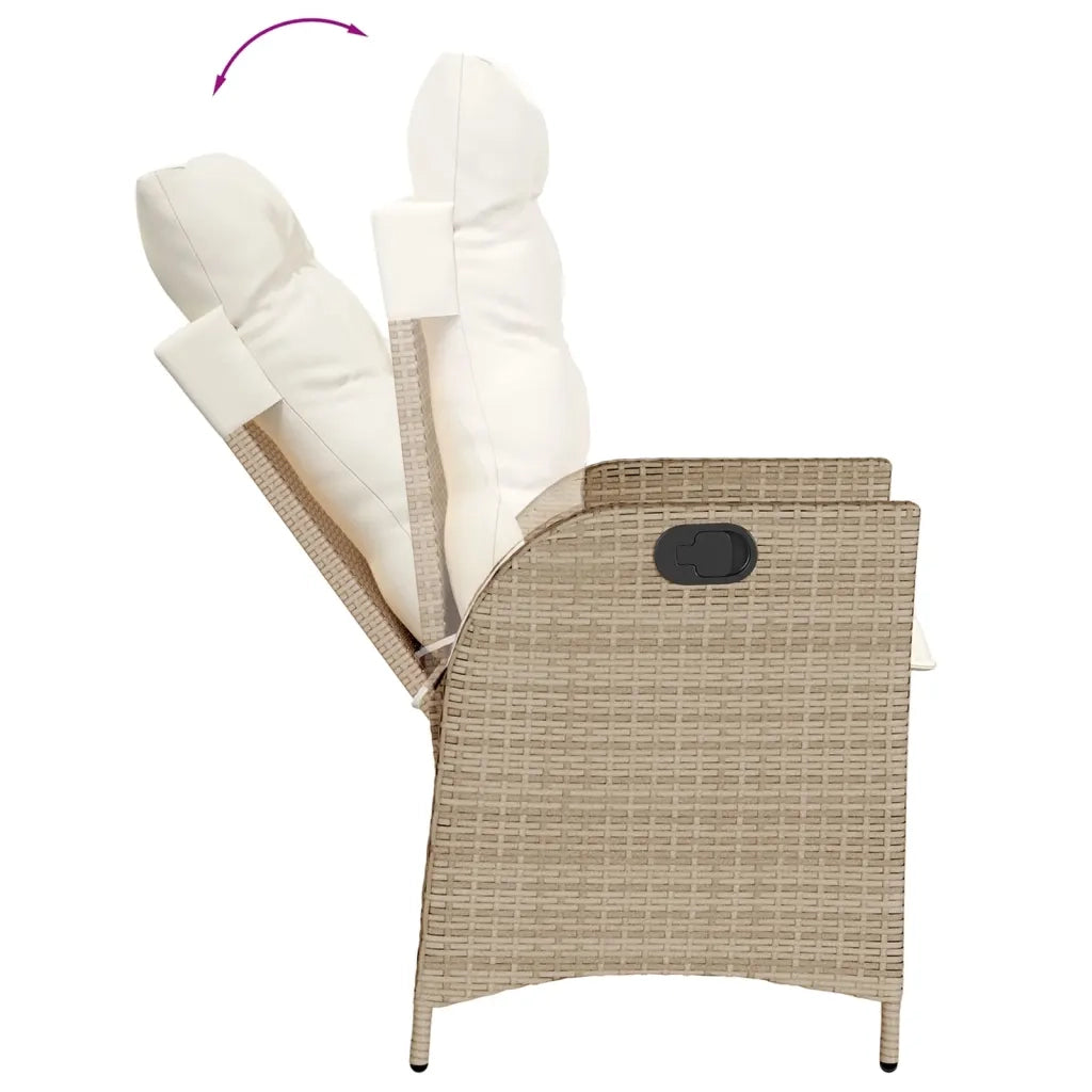 Set da Bistr¨° 3 pz | Set Salotto da Giardino con Cuscini Beige in Polyrattan
