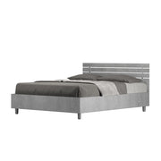 BS COM Letto matrimoniale francese contenitore 140x190 testata dritta con doghe cemento