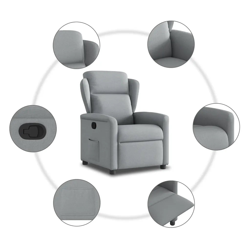 Poltrona | Sedia Relax Reclinabile in Tessuto Grigio Chiaro