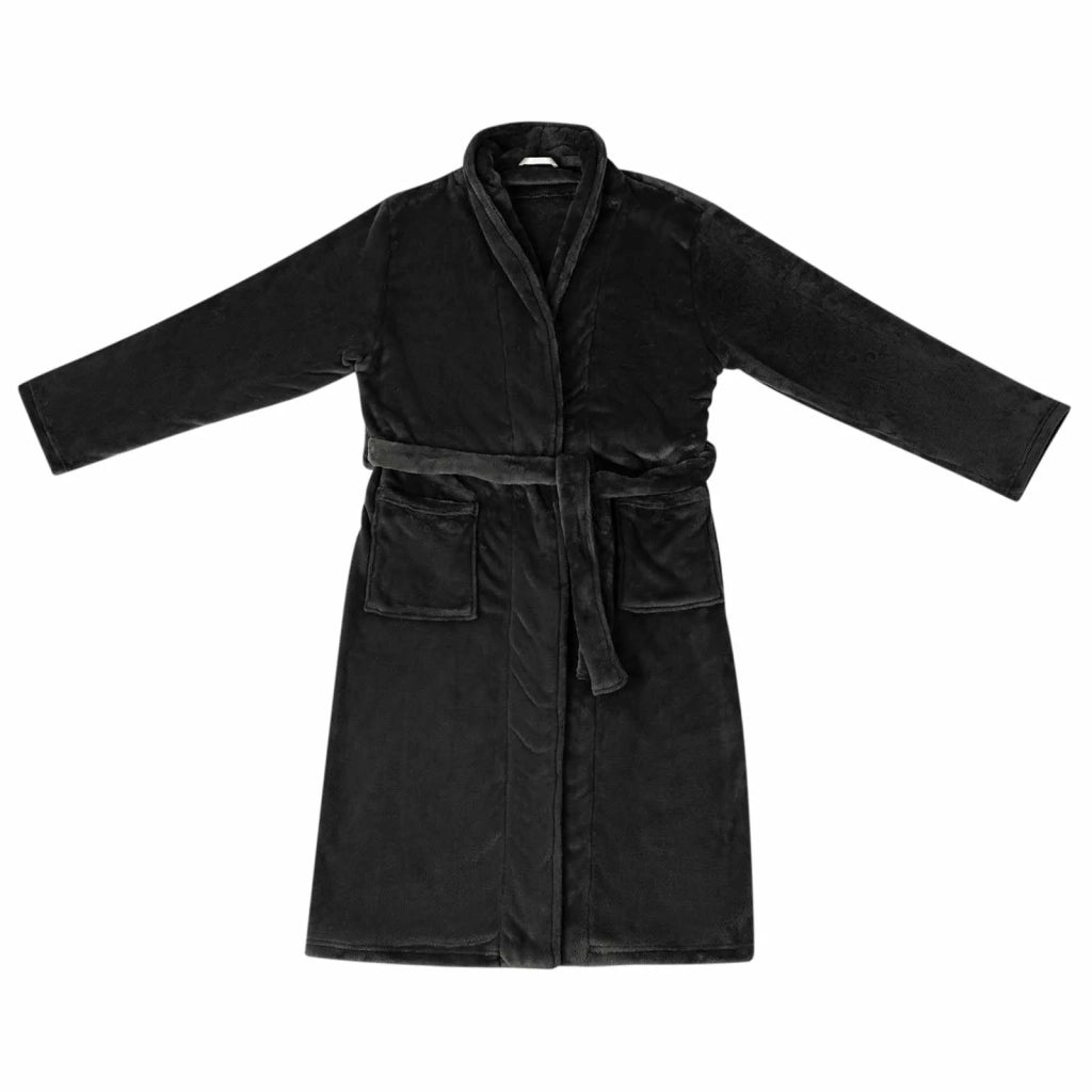 Accappatoio senza Cappuccio Nero l Flanella 42017293