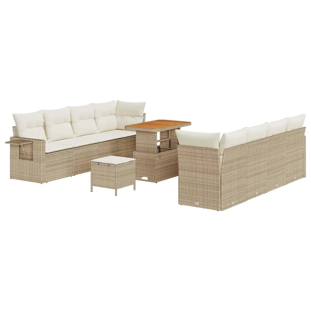 Set Divano da Giardino con cuscino 11 pcs Beige Poly Rattan 3361721