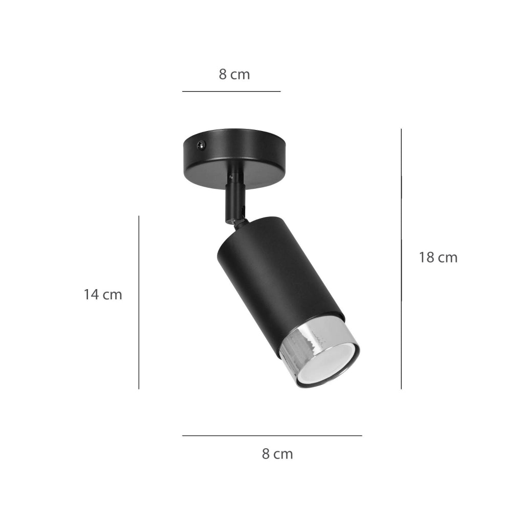 Plafoniera spot Emibig Hiro 1xGU10 nero cromo 19cm