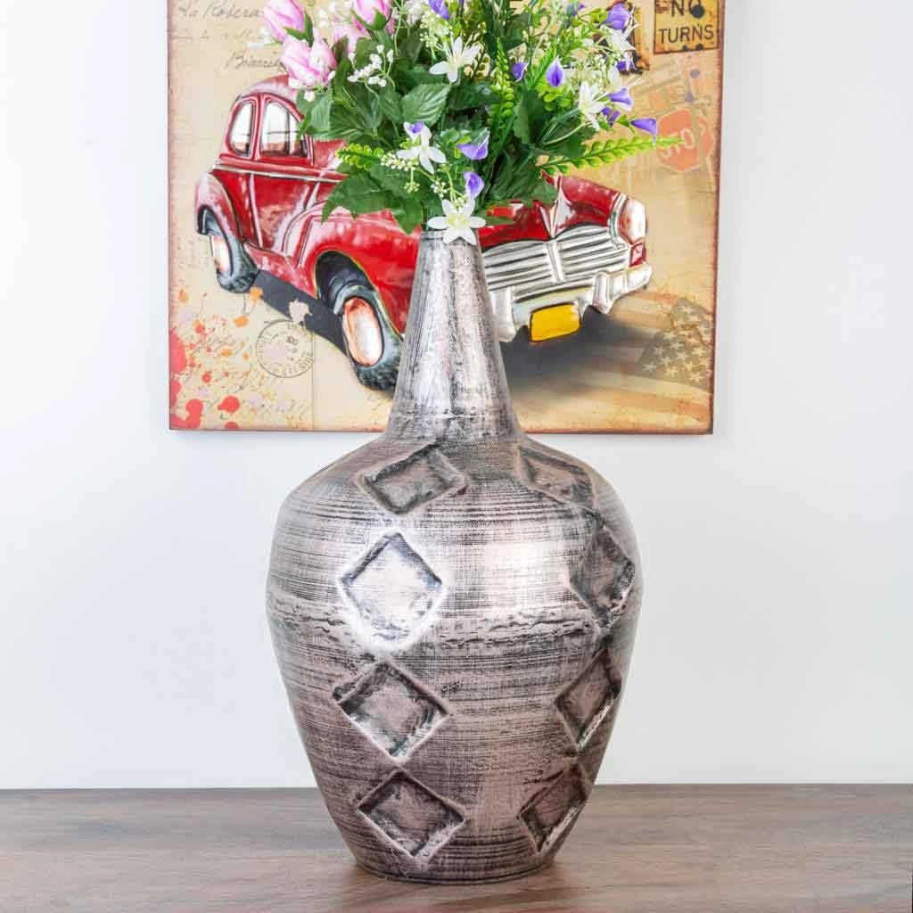 Vaso in metallo ramato 30,5x30,5x50,5h