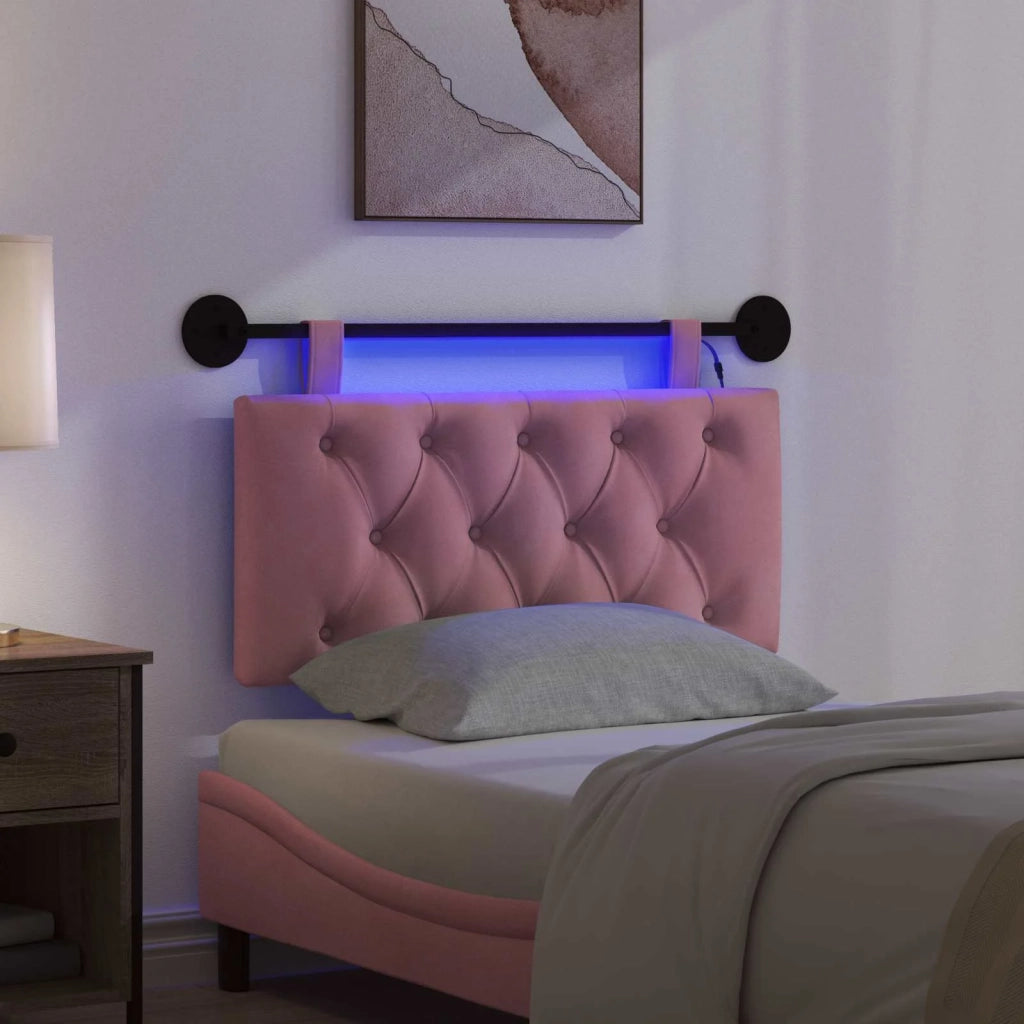 Testiera sospesa Con luce LED Rosa Velluto 3424529
