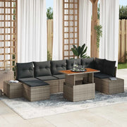 Set Divano da Giardino con cuscino 8 pcs Grigio e Marrone
